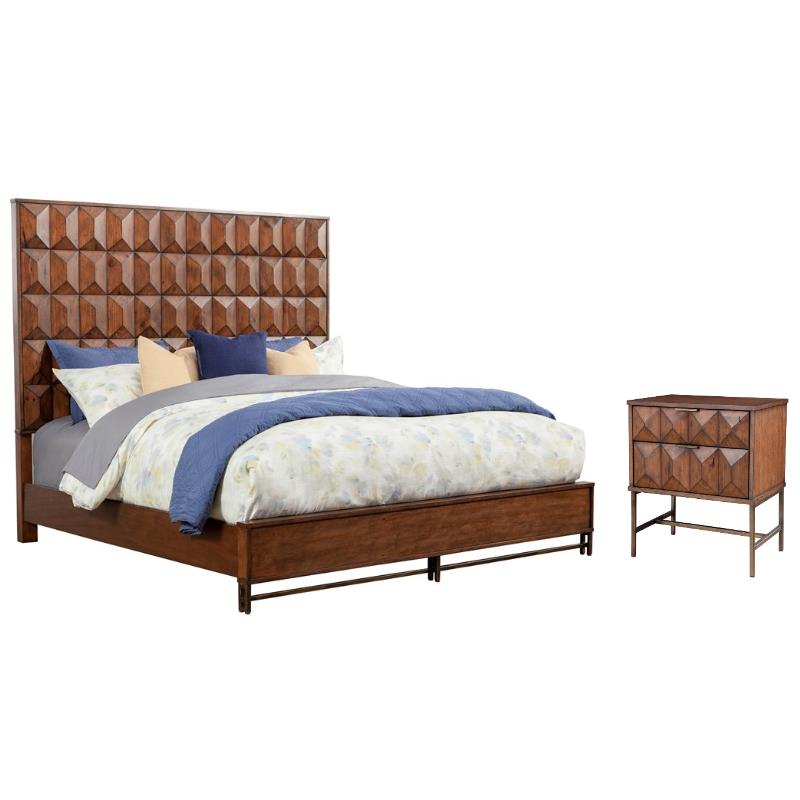Home Square 2-Piece Set with Trig Queen Panel Bed & Nightstand