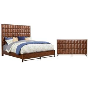 Home Square 2-Piece Set with Trig Standard King Panel Bed & 6 Drawer Dresser