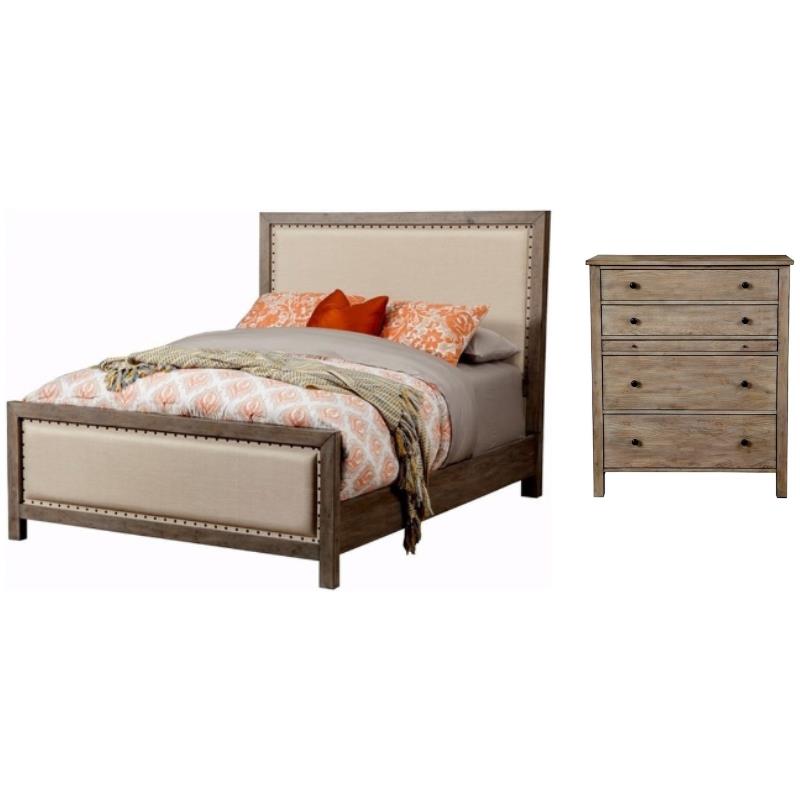 Home Square 2-Piece Set with Classic Standard King Bed & 4 Drawer Chest