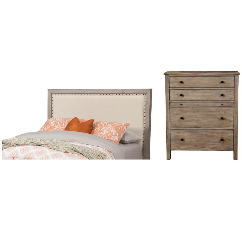 Home Square 2-Piece Set with Classic California King Headboard & 4 Drawer Chest