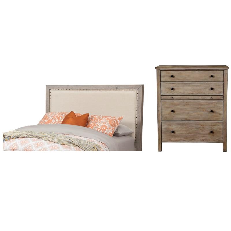 Home Square 2-Piece Set with Classic Standard King Headboard & 4 Drawer Chest