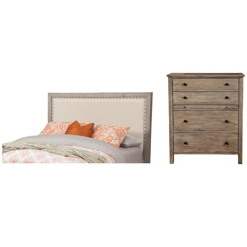 Home Square 2-Piece Set with Classic Queen Headboard & 4 Drawer Chest