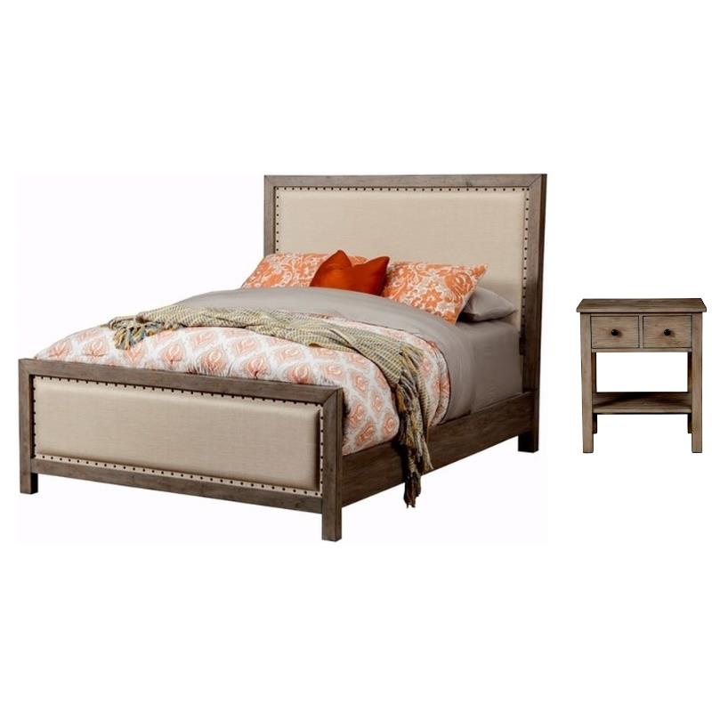 Home Square 2-Piece Set with Classic Standard King Bed & 2 Drawer Nightstand