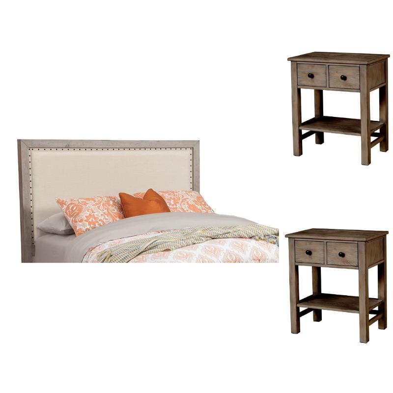Home Square 3-Piece Set with Classic Standard King Headboard & 2 Nightstands