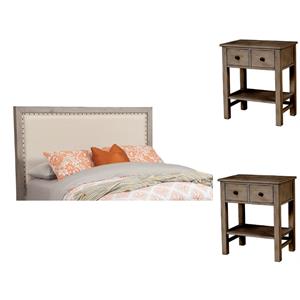 Home Square 3-Piece Set with Classic Standard King Headboard & 2 Nightstands