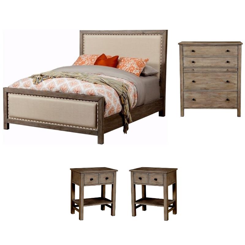 Home Square 4-Piece Set with California Bed & 4 Drawer Chest & 2 Nightstands