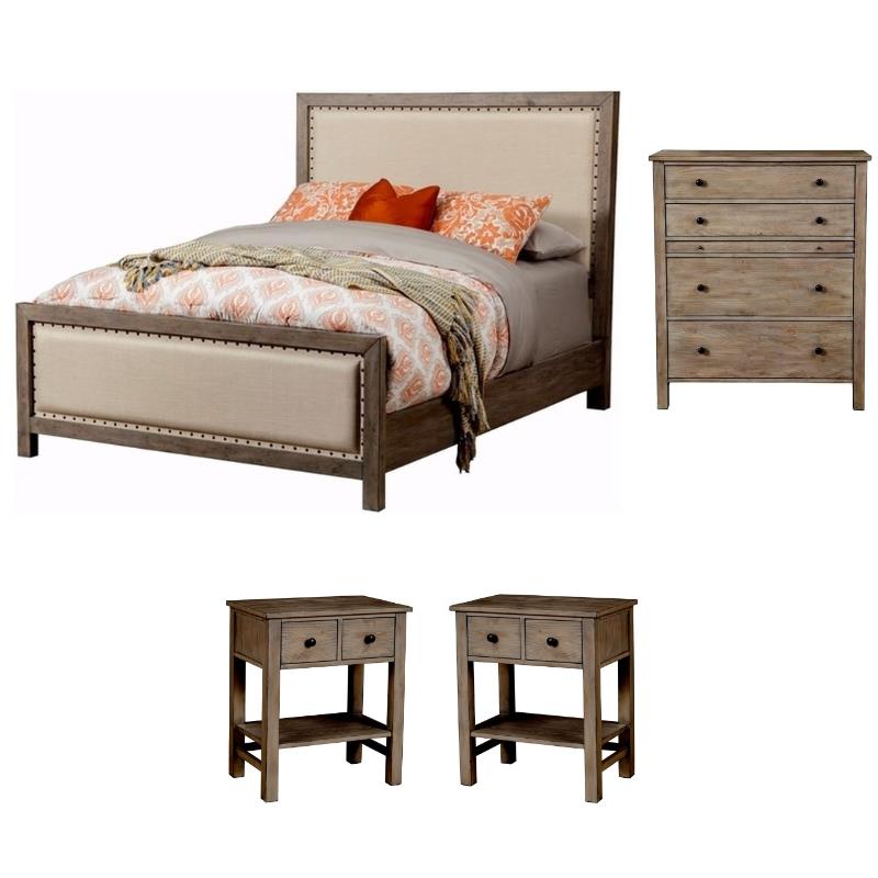 Home Square 4-Piece Set with Queen Bed & 4 Drawer Chest & 2 Nightstands