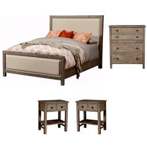 Home Square 4-Piece Set with Queen Bed & 4 Drawer Chest & 2 Nightstands