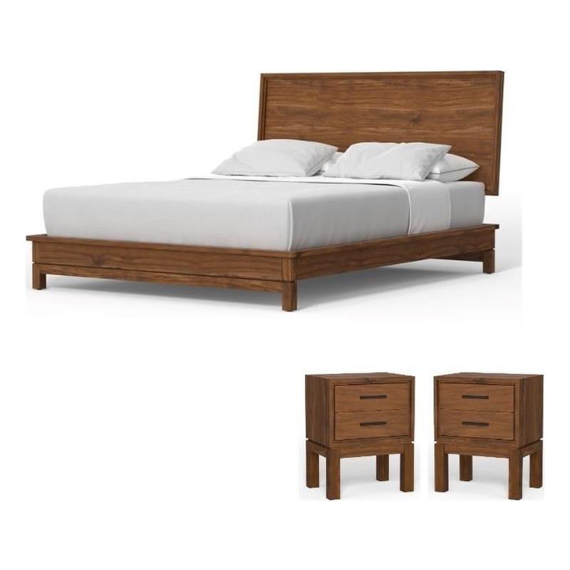 Home Square 3-Piece Set with California King Platform Bed and 2 Nightstands