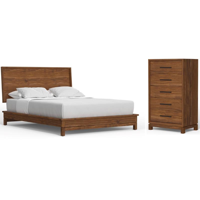 Home Square 2-Piece Set with California King Platform Bed and 5 Drawer Chest