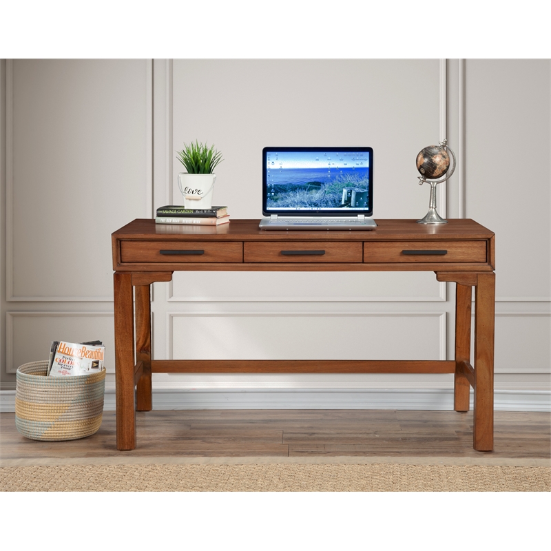 Home Square 2-Piece Set with Queen Platform Bed and Large Wood Desk