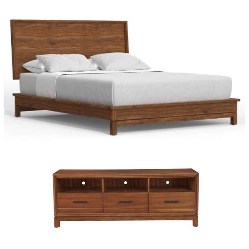 Home Square 2-Piece Set with Queen Platform Bed and TV Console