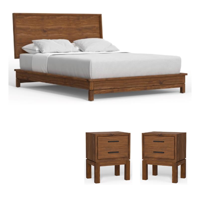 Home Square 3-Piece Set with Standard King Platform Bed and 2 Nightstands