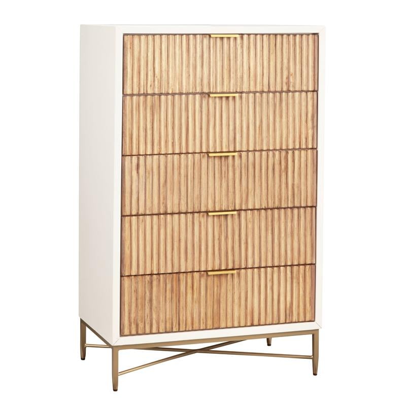 Home Square 2-Piece Set with 5 Drawer Chest & 2 Drawer Nightstand in White