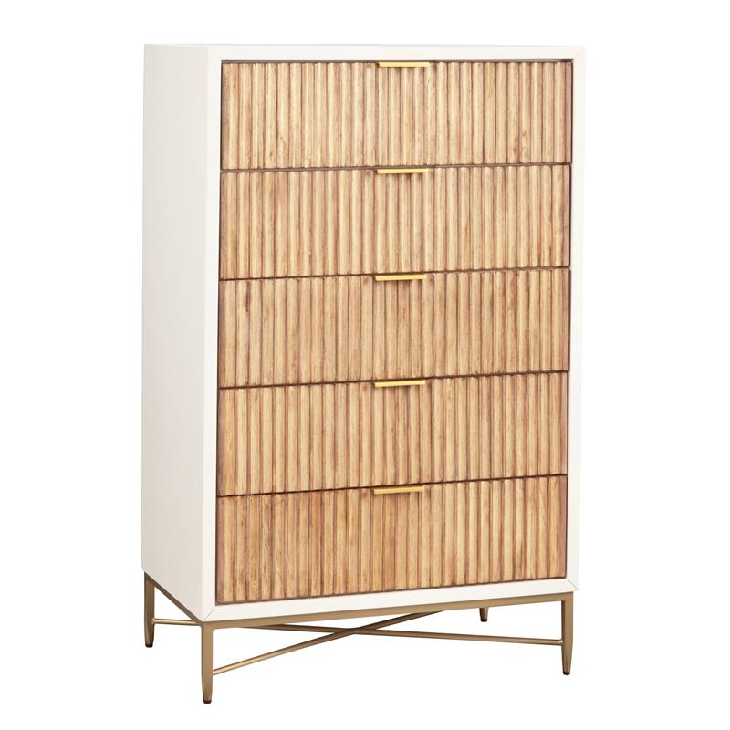 Home Square 2-Piece Set with 5 Drawer Chest & 2 Drawer Nightstand in White