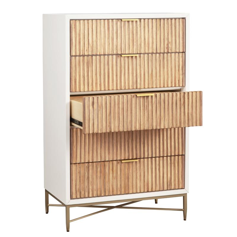 Home Square 2-Piece Set with 5 Drawer Chest & 2 Drawer Nightstand in White