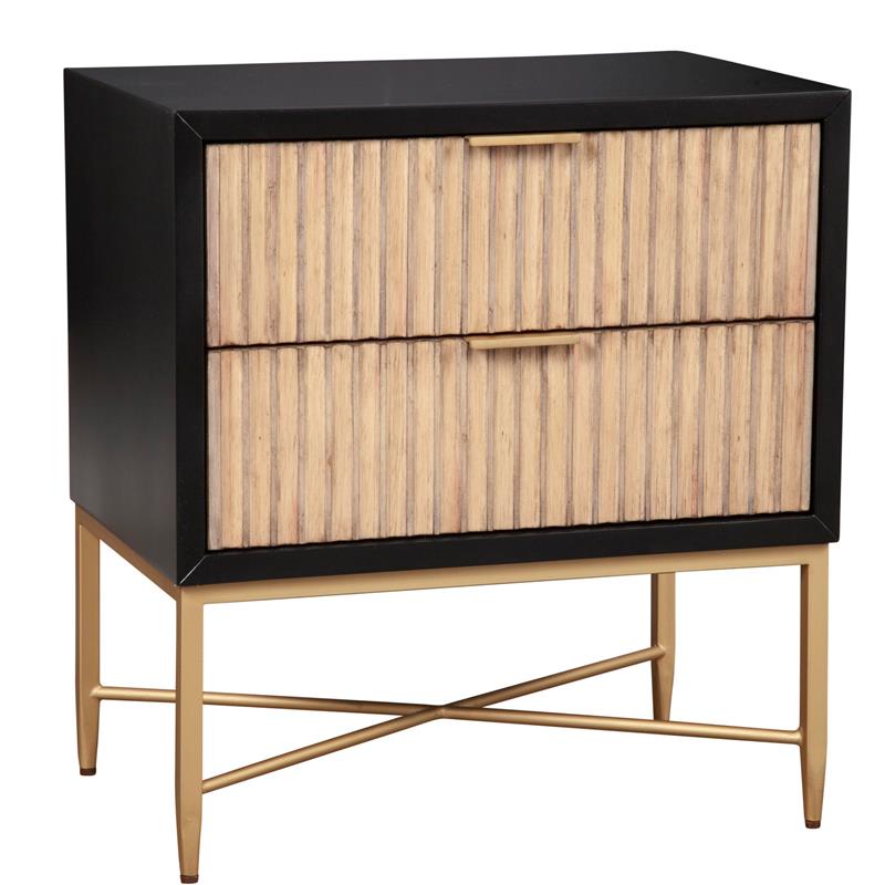 Home Square 2-Piece Set with Larsen 3 Drawer Chest & Nightstand in Black