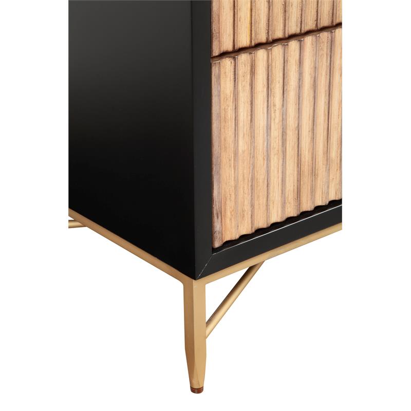 Home Square 2-Piece Set with Larsen 3 Drawer Chest & Nightstand in Black