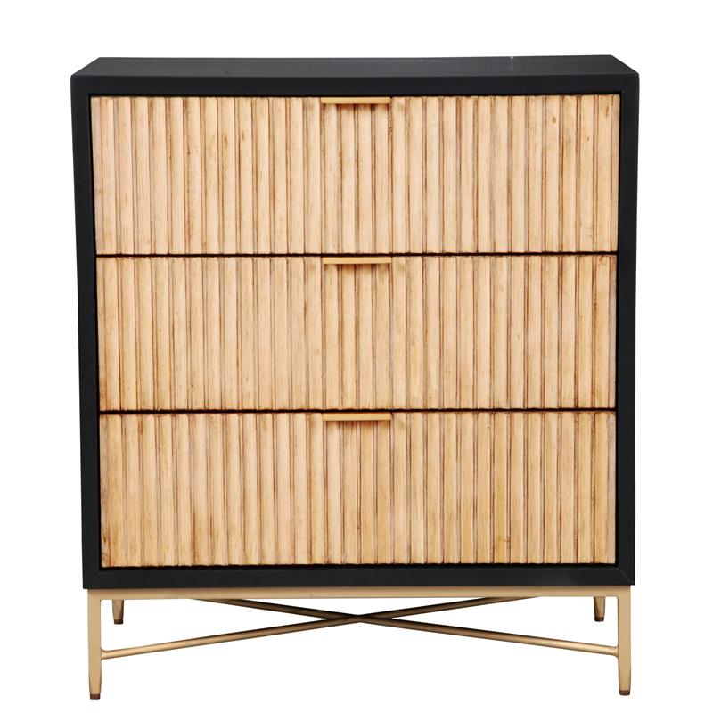Home Square 2-Piece Set with Larsen 3 Drawer Chest & Nightstand in Black
