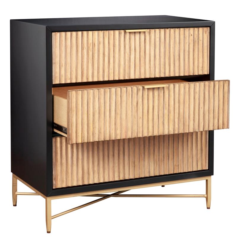 Home Square 2-Piece Set with Larsen 3 Drawer Chest & Nightstand in Black