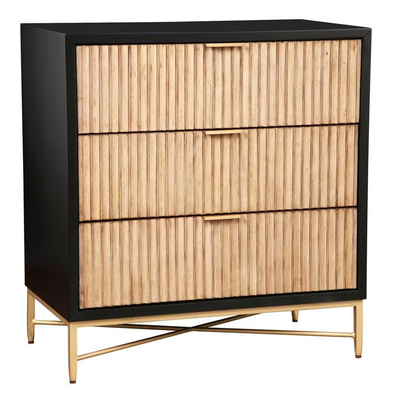 Home Square 2-Piece Set with Larsen 3 Drawer Chest & Nightstand in Black