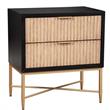 Home Square 2-Piece Set with Larsen 3 Drawer Chest & Nightstand in Black