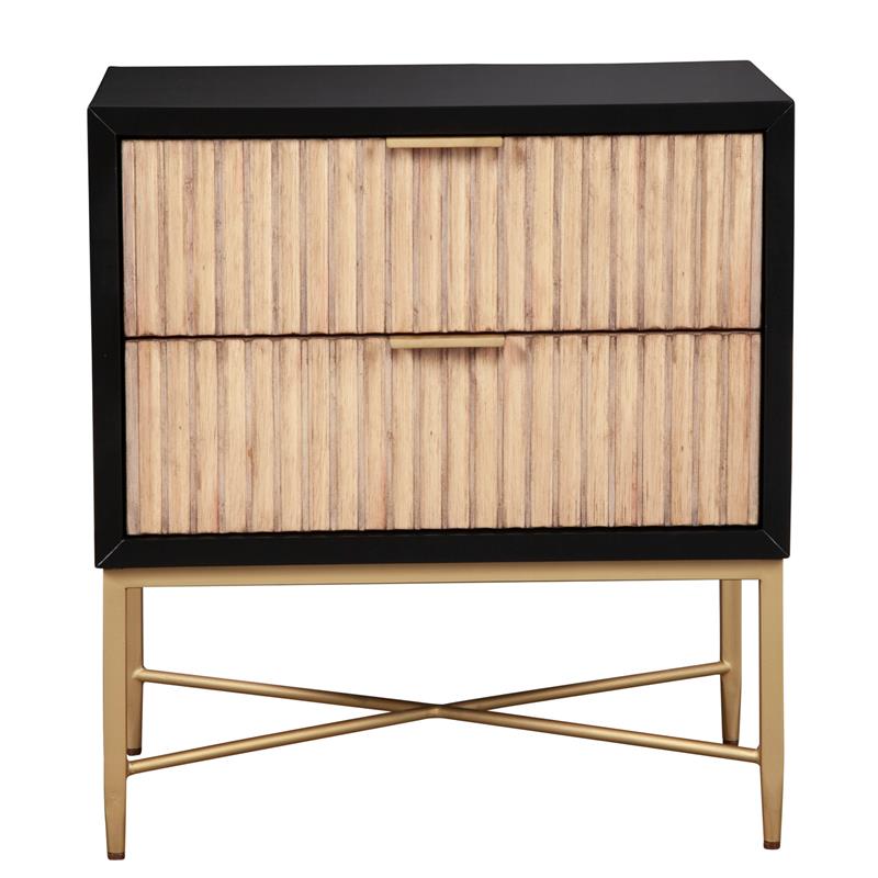 Home Square 2-Piece Set with Larsen 3 Drawer Chest & Nightstand in Black