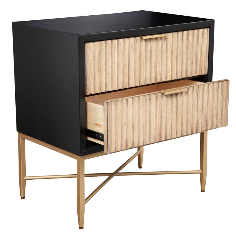 Home Square 2-Piece Set with Larsen 3 Drawer Chest & Nightstand in Black