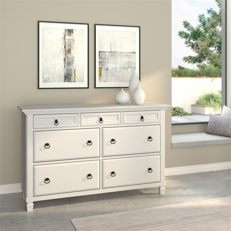 Home Square 2-Piece Set with 7 Drawer Dresser & King Shutter Panel Bed