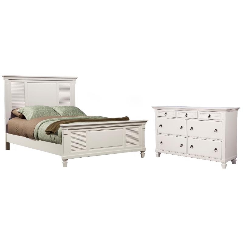 Home Square 2-Piece Set with 7 Drawer Dresser & King Shutter Panel Bed