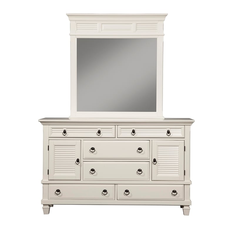 Home Square 2-Piece Set with 6 Drawer Wood Dresser & King Shutter Panel Bed