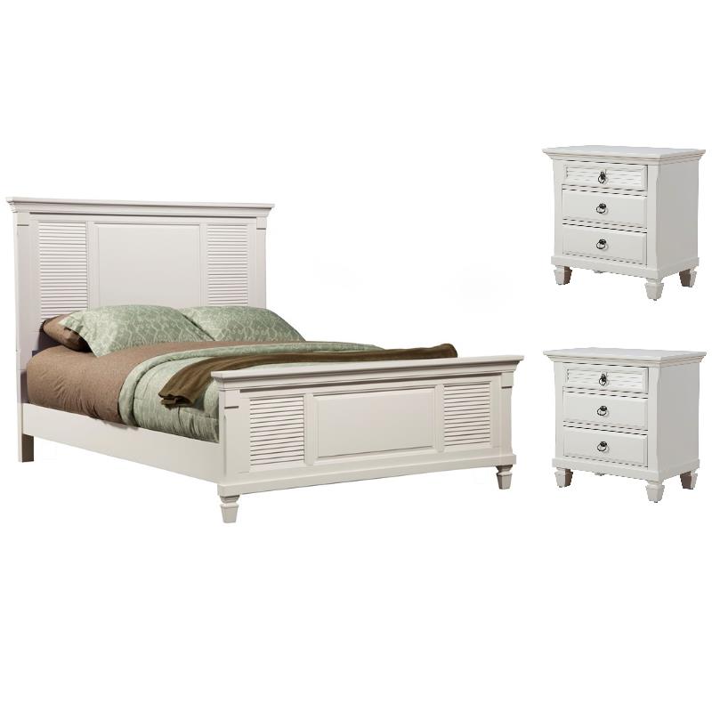 Home Square 3-Piece Set with 2 Nightstands & California King Shutter Panel Bed