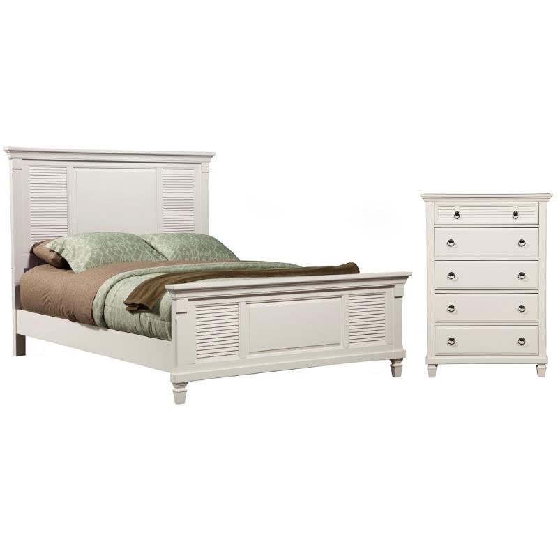 Home Square 2-Piece Set with 5 Drawer Chest & California King Shutter Panel Bed