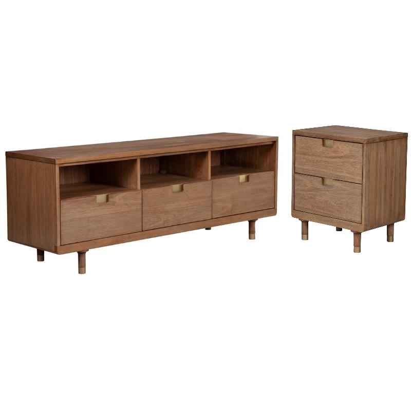 Home Square 2-Piece Set with Easton Nightstand & TV Console in Sand