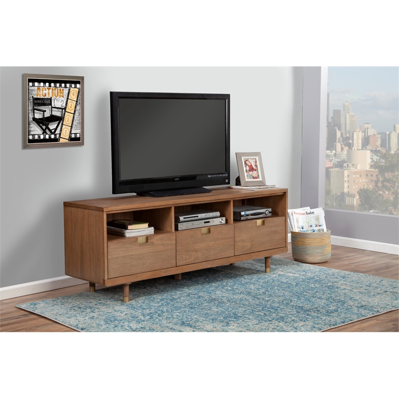 Home Square 2-Piece Set with Easton 3 Drawer Chest & TV Console in Sand