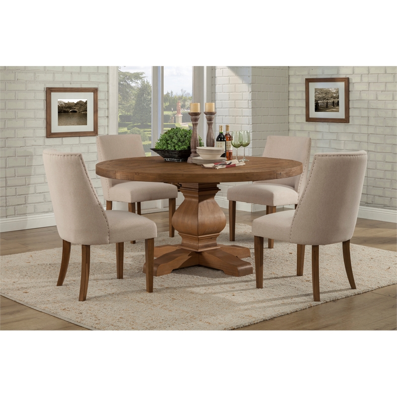 Home Square 5-Piece Set with Kensington Dining Table & 4 Parson Dining Chairs