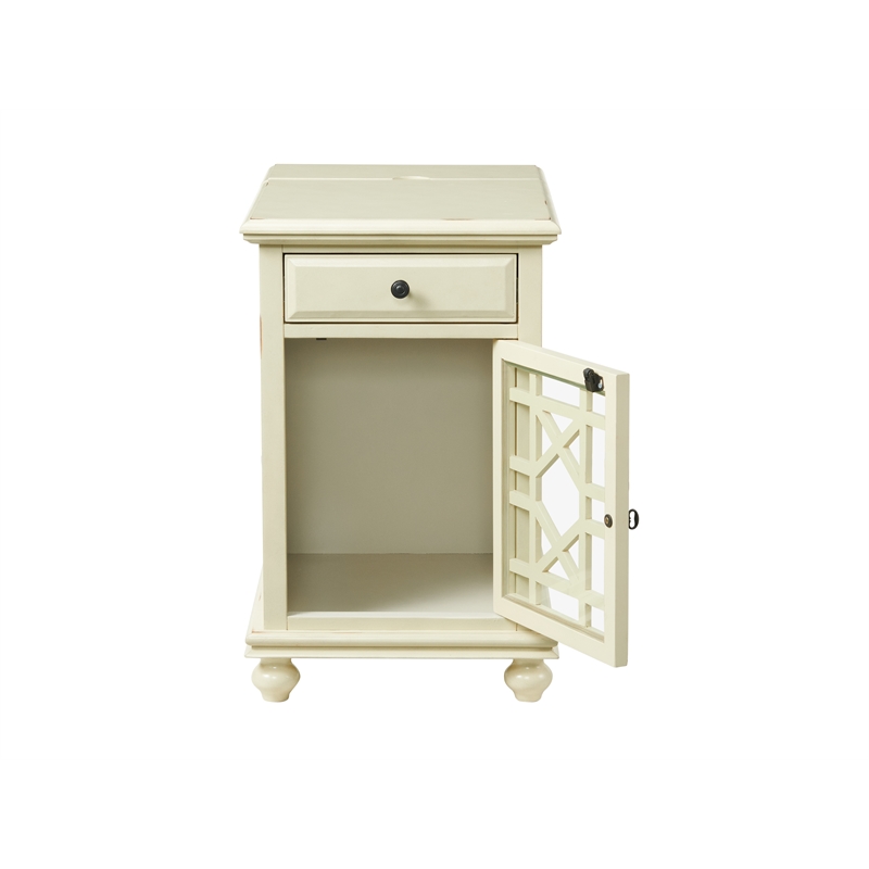 Home Square 2-Piece Set with Elegant Chairside Table & Jules TV Stand in White