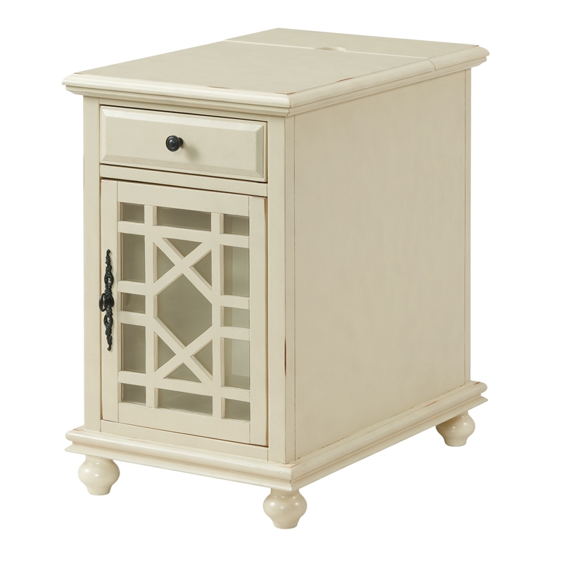Home Square 2-Piece Set with Elegant Chairside Table & Jules TV Stand in White