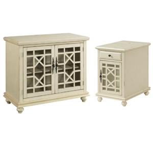 Home Square 2-Piece Set with Elegant Chairside Table & 38&quot TV Stand in White