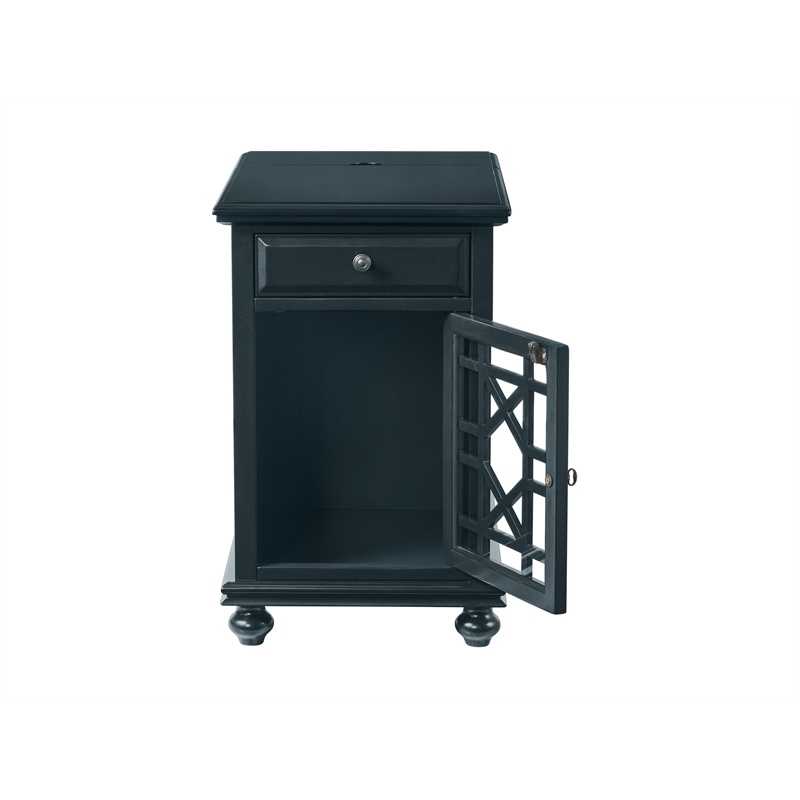 Home Square 2-Piece Set with Elegant Chairside Table & TV Stand in Catalina Blue