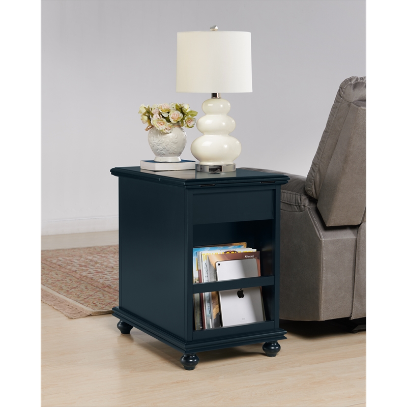 Home Square 2-Piece Set with Elegant Chairside Table & TV Stand in Catalina Blue
