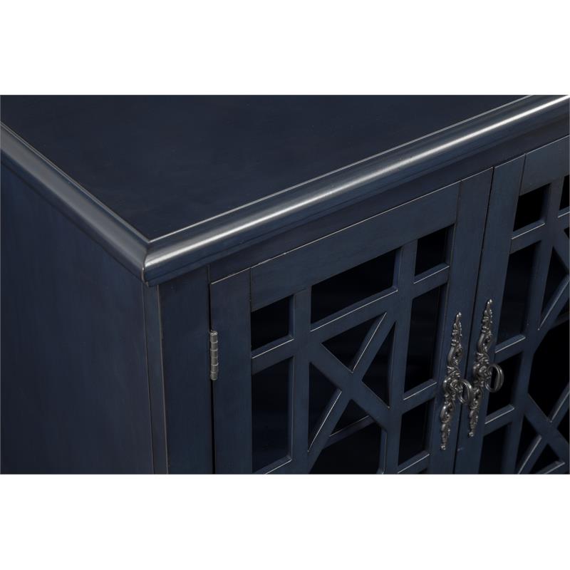 Home Square 2-Piece Set with Elegant Chairside Table & TV Stand in Catalina Blue