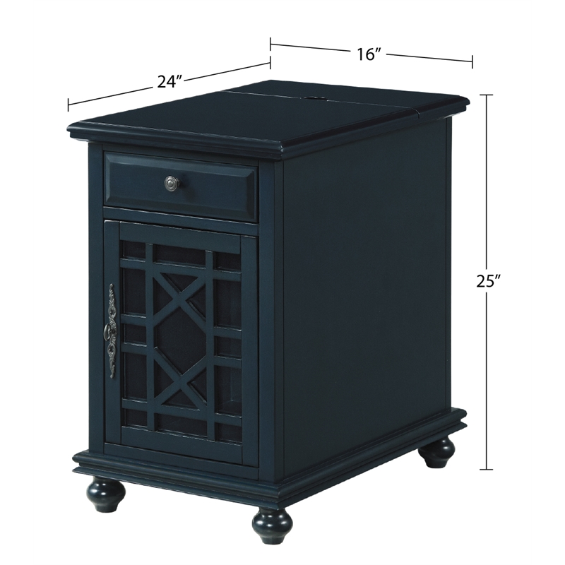 Home Square 2-Piece Set with Elegant Chairside Table & TV Stand in Catalina Blue