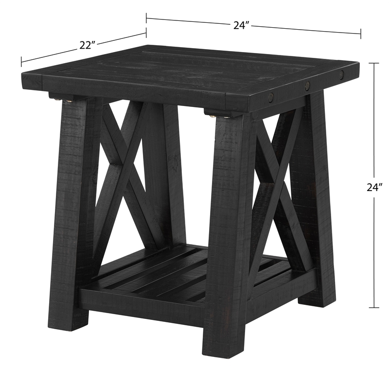 Home Square 2-Piece Set with Bolton Coffee Table & End Table in Black Stain