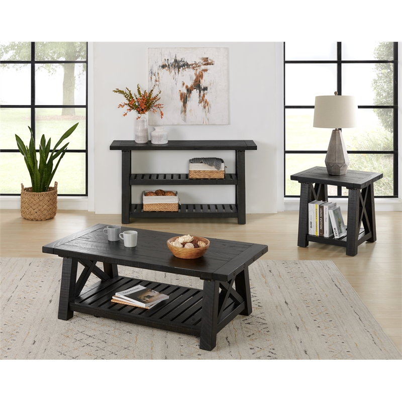 Home Square 2-Piece Set with Bolton Coffee Table & End Table in Black Stain