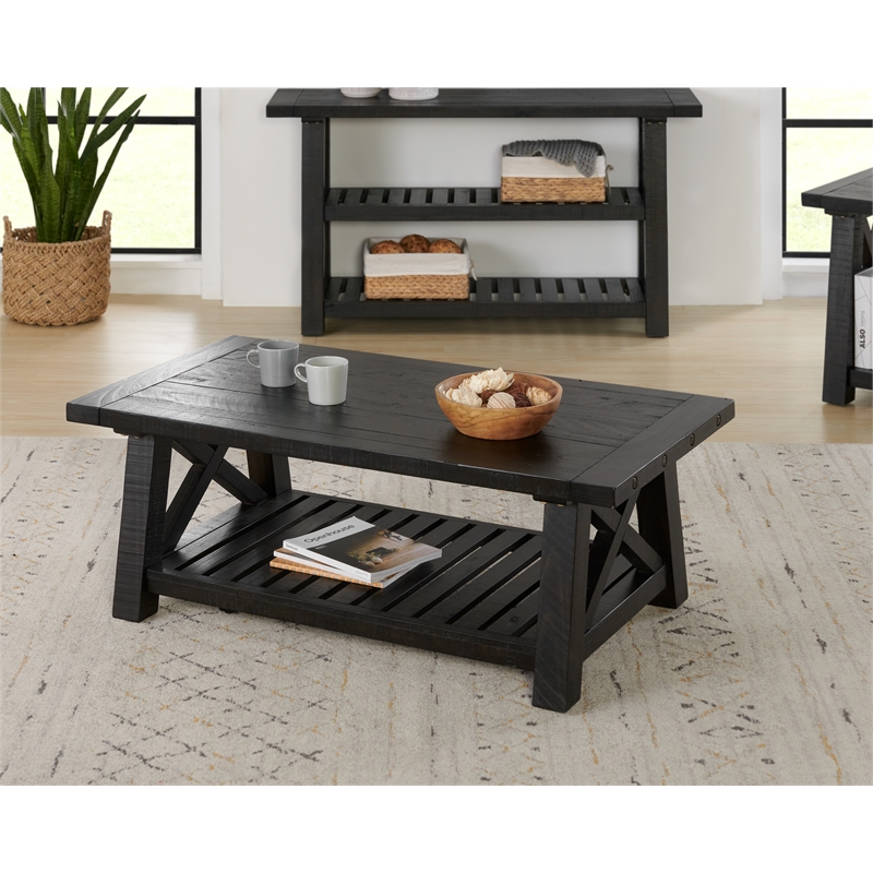 Home Square 2-Piece Set with Bolton Coffee Table & End Table in Black Stain