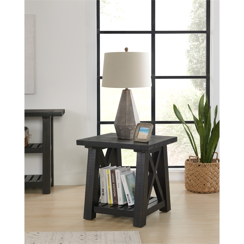 Home Square 2-Piece Set with Bolton Coffee Table & End Table in Black Stain