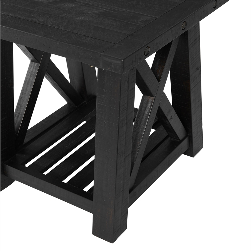 Home Square 2-Piece Set with Bolton Coffee Table & End Table in Black Stain