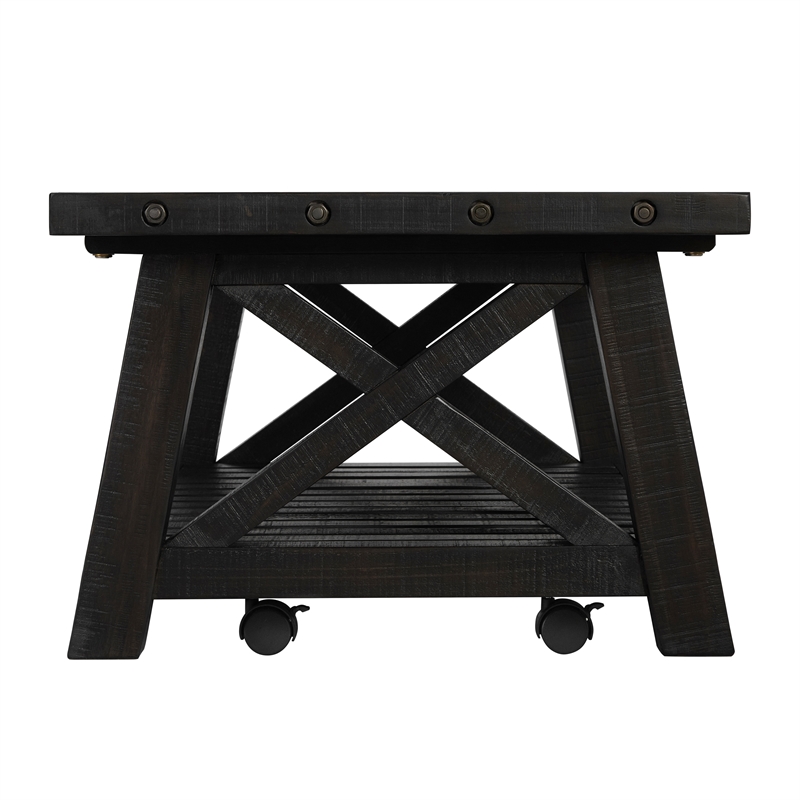 Home Square 2-Piece Set with Bolton Coffee Table & End Table in Black Stain