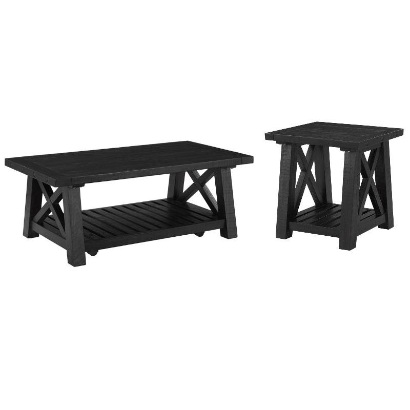 Home Square 2-Piece Set with Bolton Coffee Table & End Table in Black Stain